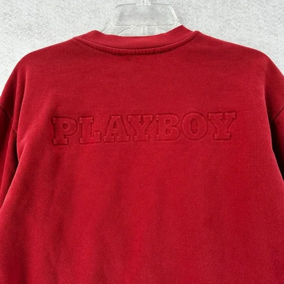 Playboy X Pacsun Sweatshirt Womens SMALL Red‎ Bunny Long Sleeve Crew Neck - Picture 11 of 14